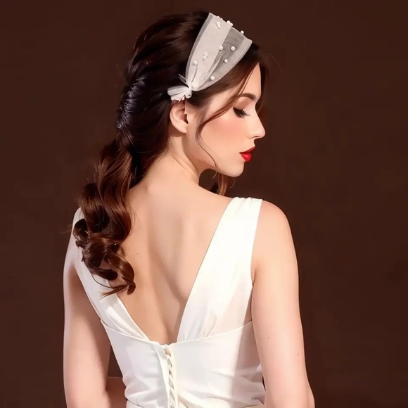 Satin Soft Fabric Embellished Fa White Pearl Beads Hair Band CoverUp Hair Scarf - Picture 15 of 16